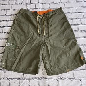 Polo Ralph Lauren Swim Trunks Green Nylon Drawstring Mens Size Large